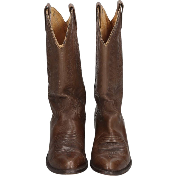 Dunbar BOOT COMPANY Embroidered Western Boots, Made in USA, Size 9 1/2D (Men's equivalent to 10.6"), Platform Sole /saa016136 Men's 27.0cm unclear brown type Vintage Second Hand
