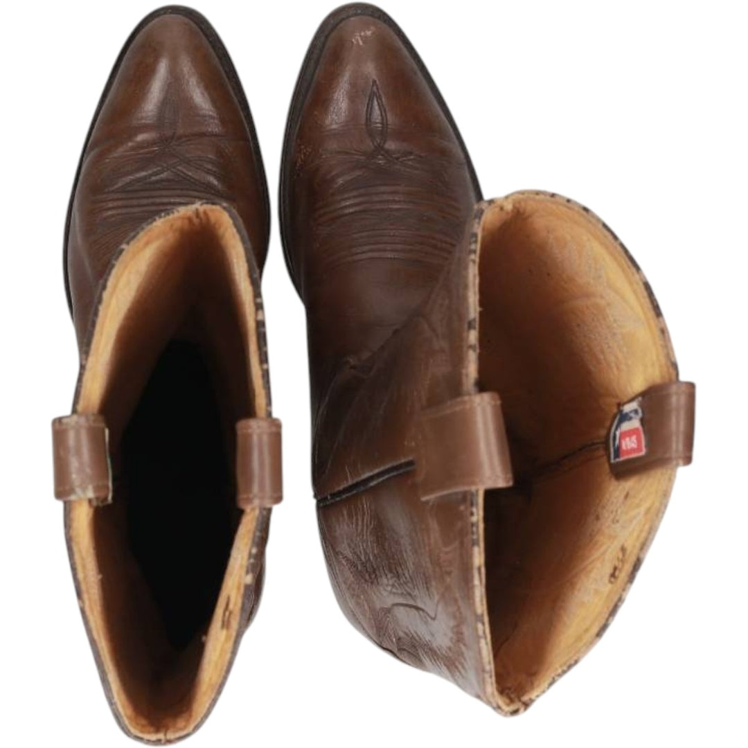 Dunbar BOOT COMPANY Embroidered Western Boots, Made in USA, Size 9 1/2D (Men's equivalent to 10.6"), Platform Sole /saa016136 Men's 27.0cm unclear brown type Vintage Second Hand