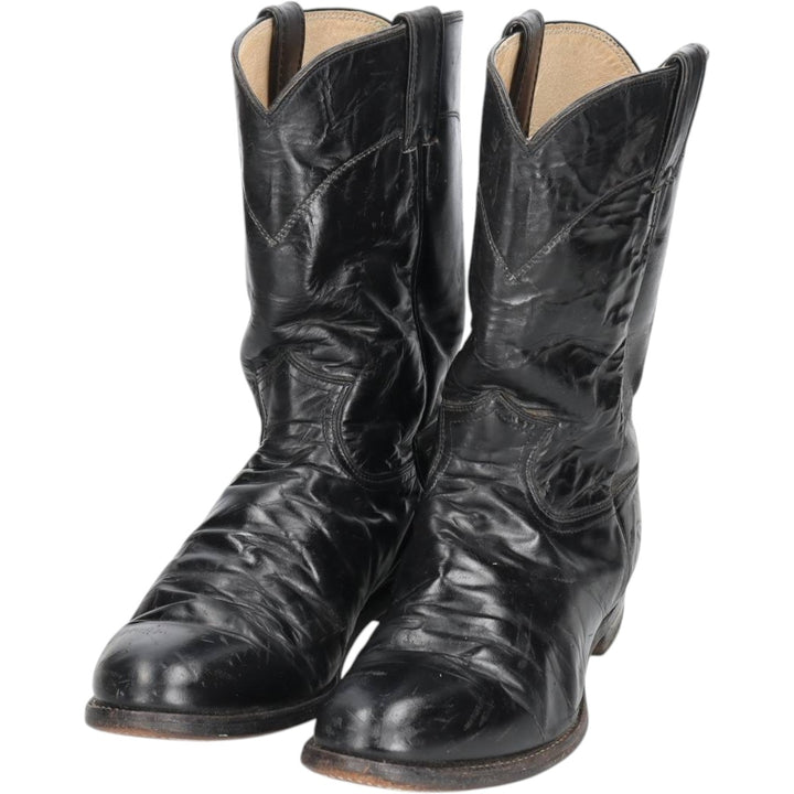 Justin 3133 Western Boots, Made in USA, Size 8 D Men's 26.0cm unclear black type Vintage Second Hand