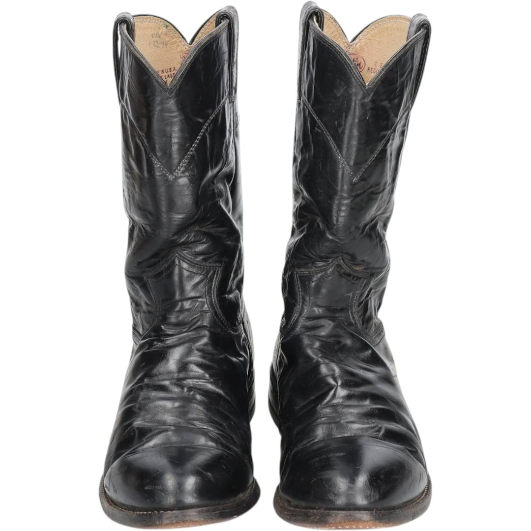 Justin 3133 Western Boots, Made in USA, Size 8 D Men's 26.0cm unclear black type Vintage Second Hand