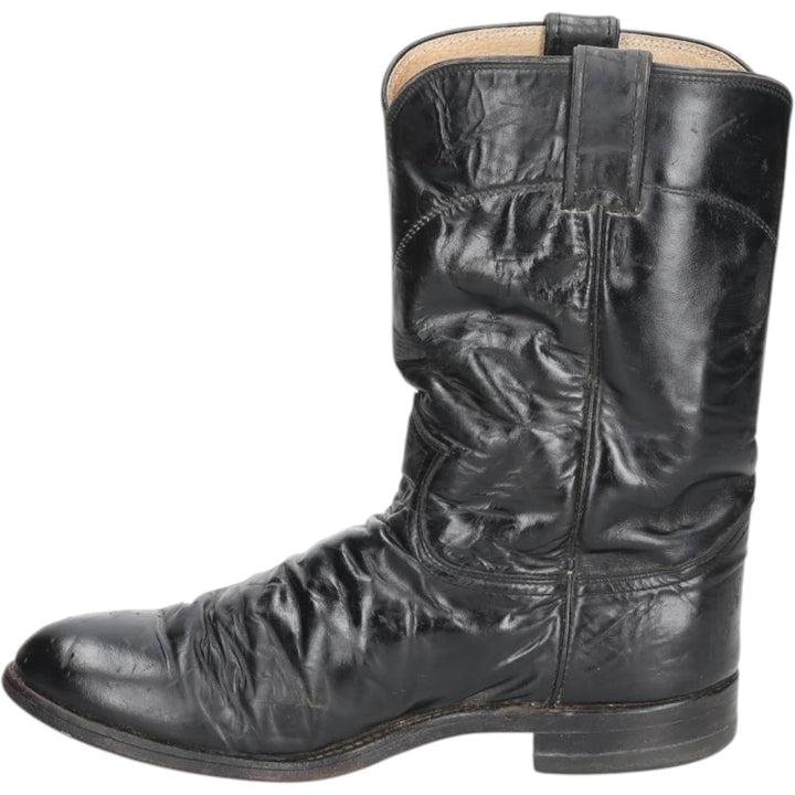 Justin 3133 Western Boots, Made in USA, Size 8 D Men's 26.0cm unclear black type Vintage Second Hand