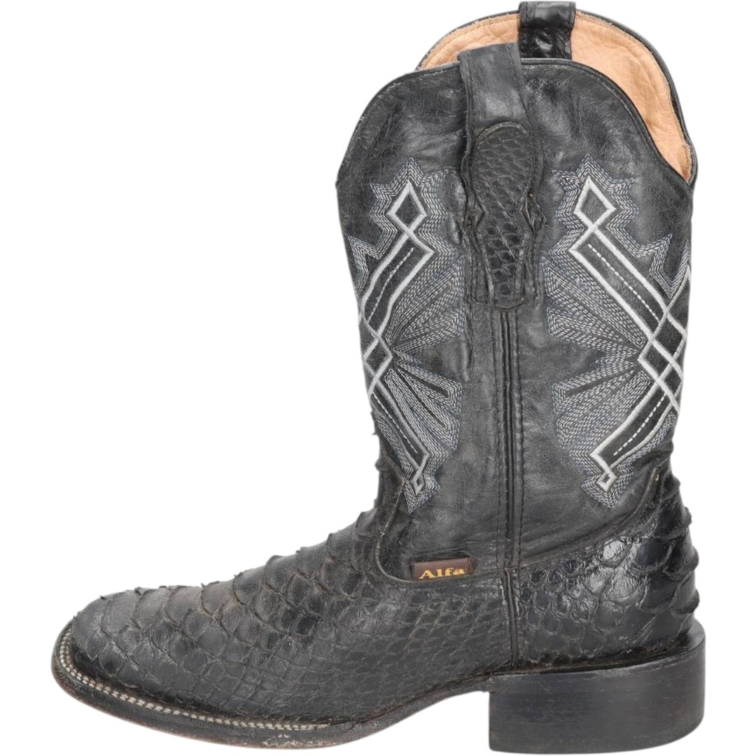 ALFA Square Toe Western Boots 26.0 Men's 26.0cm unclear black type Vintage Second Hand