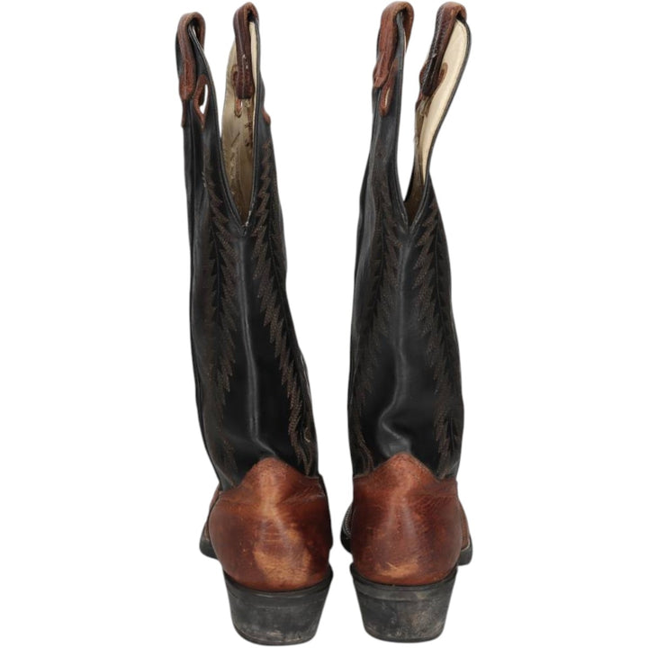 TEXAS Two-Tone Platform Western Boots, Made in USA, Size 8 1/2D Men's 25.0cm genuine leather brown type Vintage Second Hand