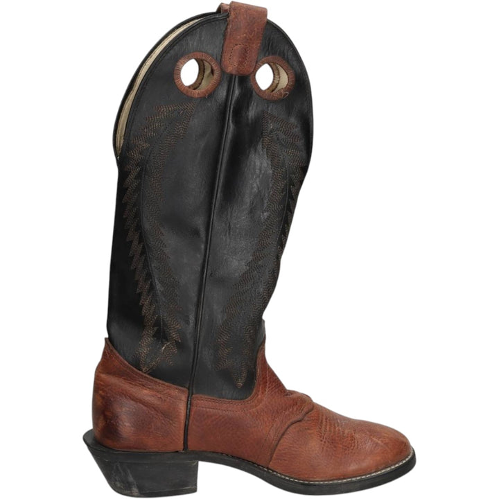 TEXAS Two-Tone Platform Western Boots, Made in USA, Size 8 1/2D Men's 25.0cm genuine leather brown type Vintage Second Hand