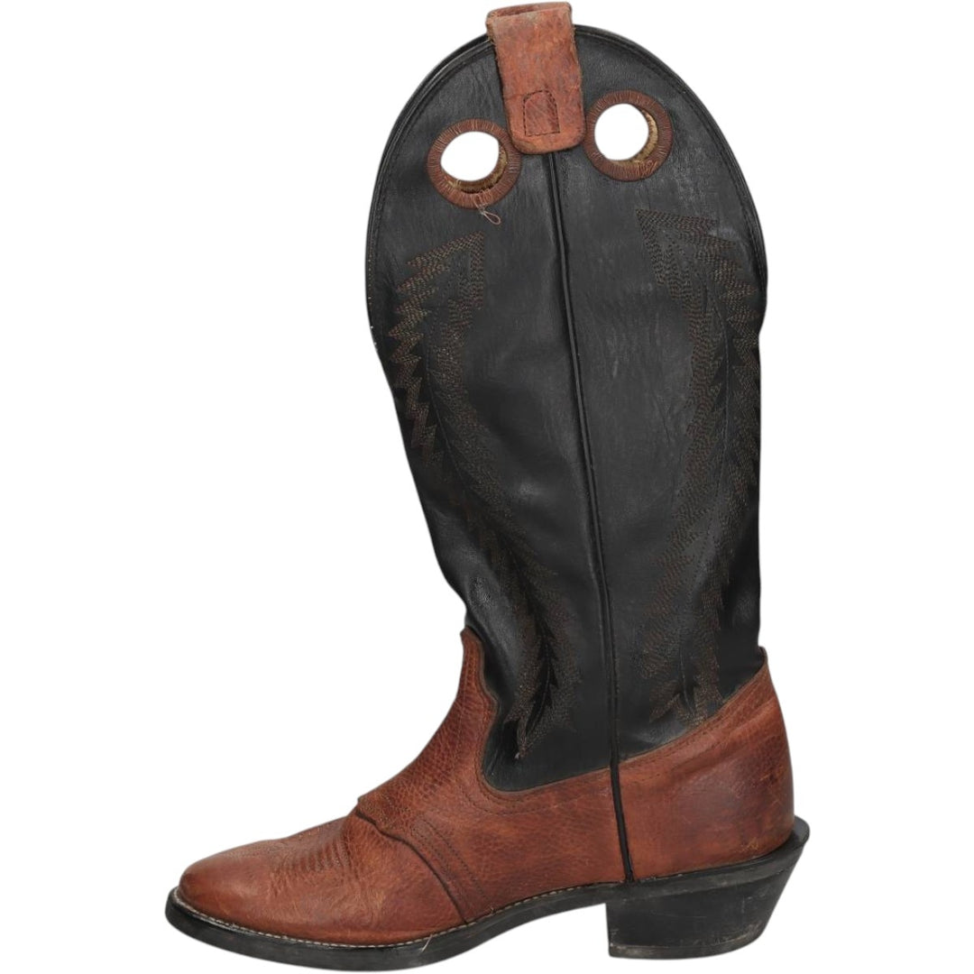 TEXAS Two-Tone Platform Western Boots, Made in USA, Size 8 1/2D Men's 25.0cm genuine leather brown type Vintage Second Hand