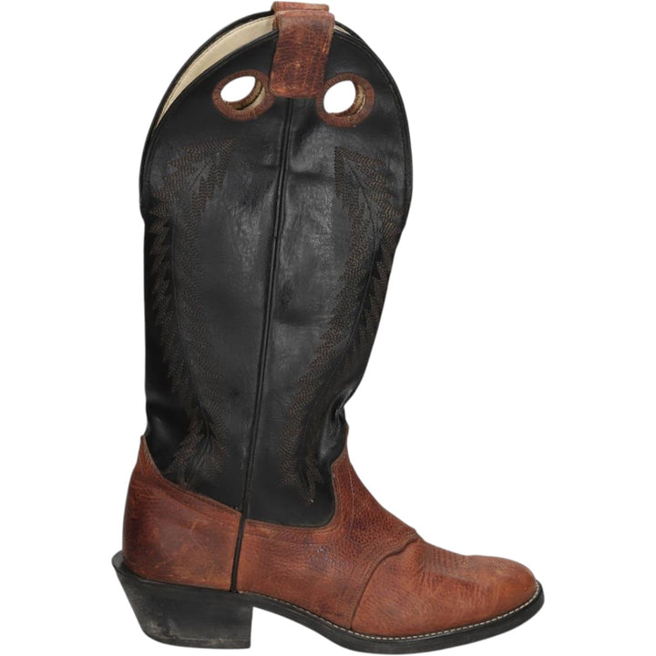 TEXAS Two-Tone Platform Western Boots, Made in USA, Size 8 1/2D Men's 25.0cm genuine leather brown type Vintage Second Hand