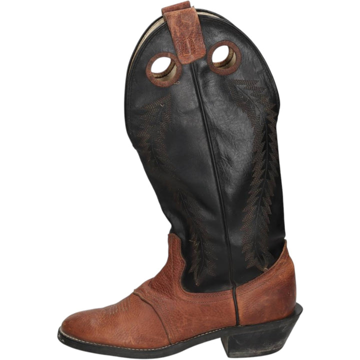 TEXAS Two-Tone Platform Western Boots, Made in USA, Size 8 1/2D Men's 25.0cm genuine leather brown type Vintage Second Hand