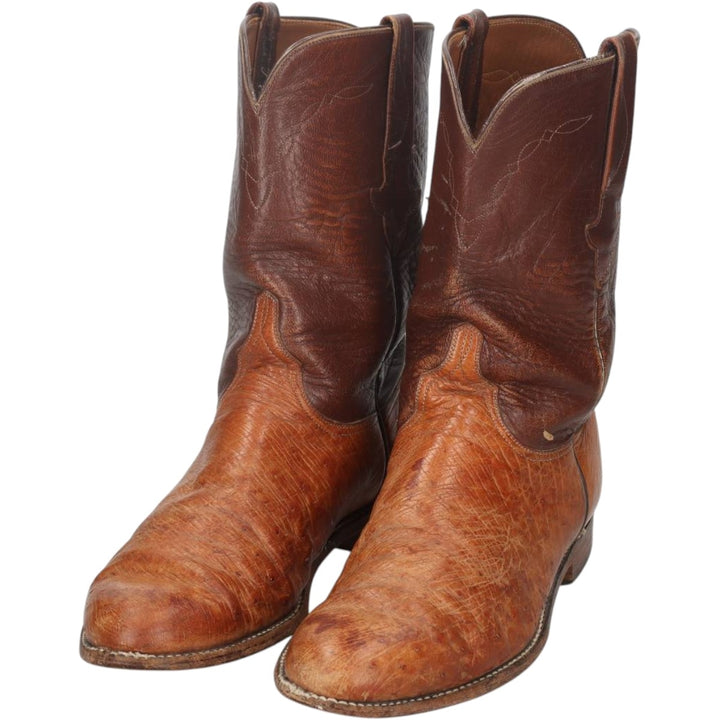 1980s Lucchese Two-Tone Western Boots, Made in USA, Size 10 D (Men's equivalent to 10.6"), Vintage /saa016142 Men's 27.0cm unclear brown type Vintage Second Hand