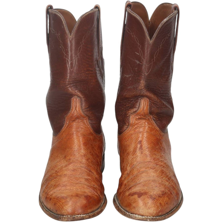 1980s Lucchese Two-Tone Western Boots, Made in USA, Size 10 D (Men's equivalent to 10.6"), Vintage /saa016142 Men's 27.0cm unclear brown type Vintage Second Hand