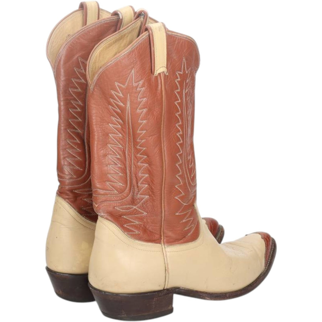 Tony Lama all-over print platform two-tone Western boots, made in USA, size 10D Men's 27.0cm unclear brown type Vintage Second Hand