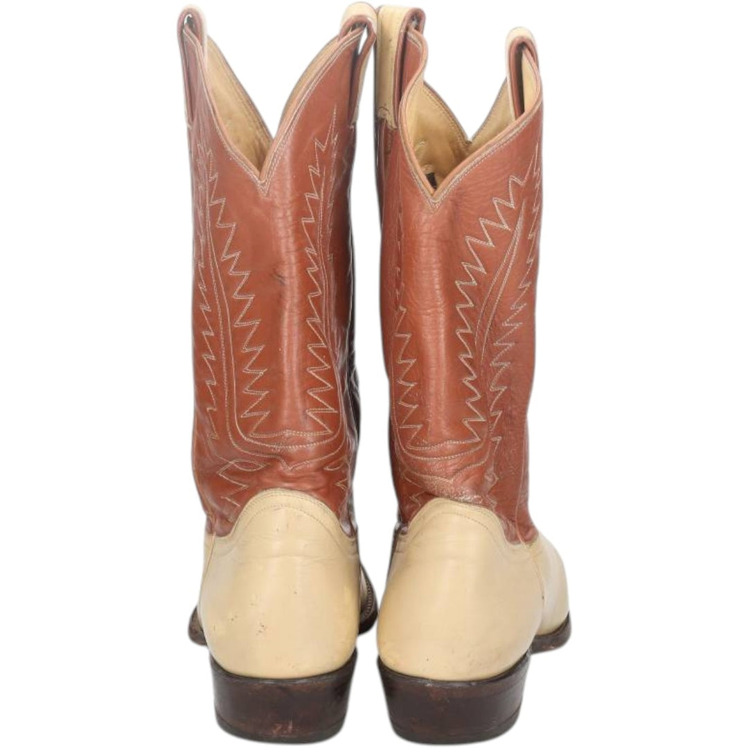 Tony Lama all-over print platform two-tone Western boots, made in USA, size 10D Men's 27.0cm unclear brown type Vintage Second Hand