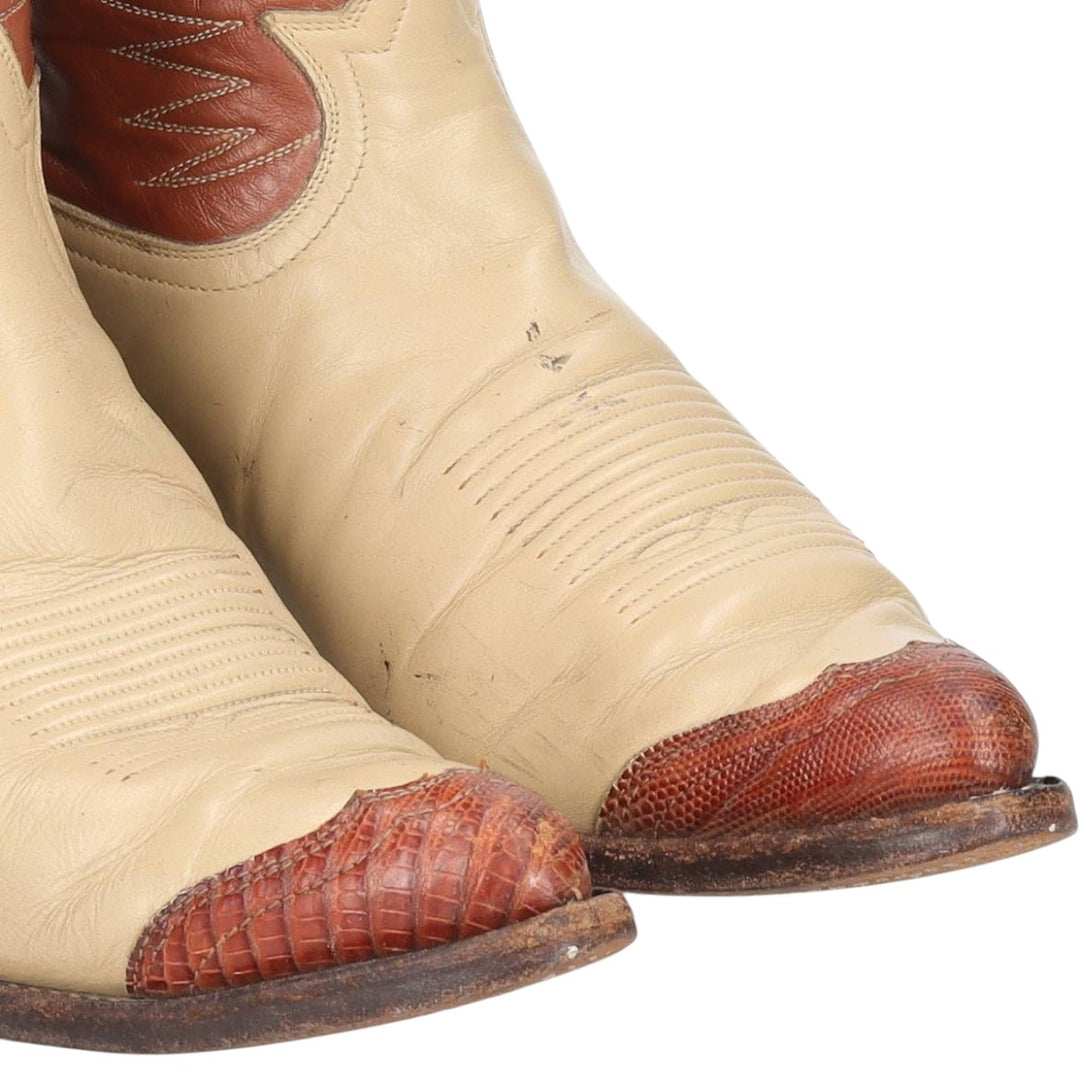 Tony Lama all-over print platform two-tone Western boots, made in USA, size 10D Men's 27.0cm unclear brown type Vintage Second Hand