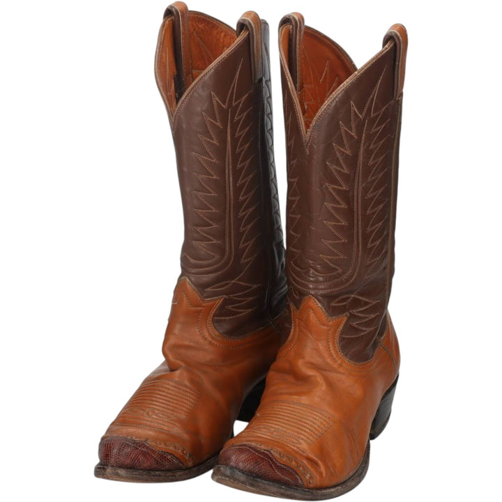 Tony Lama all-over print platform Western boots, made in the USA. Men's 28.0cm unclear brown type Vintage Second Hand