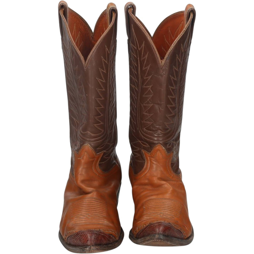 Tony Lama all-over print platform Western boots, made in the USA. Men's 28.0cm unclear brown type Vintage Second Hand