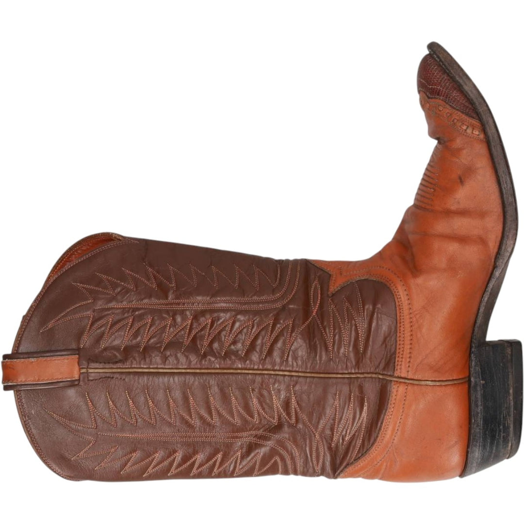 Tony Lama all-over print platform Western boots, made in the USA. Men's 28.0cm unclear brown type Vintage Second Hand