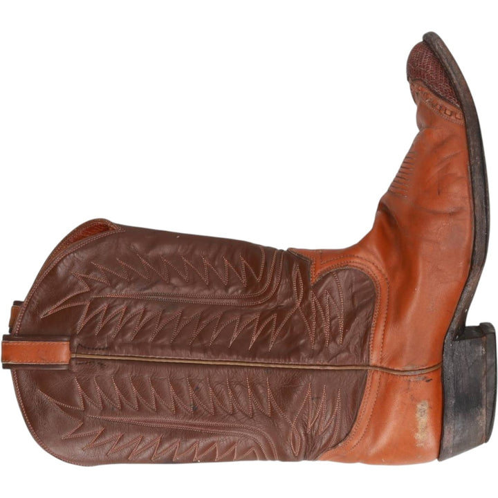 Tony Lama all-over print platform Western boots, made in the USA. Men's 28.0cm unclear brown type Vintage Second Hand