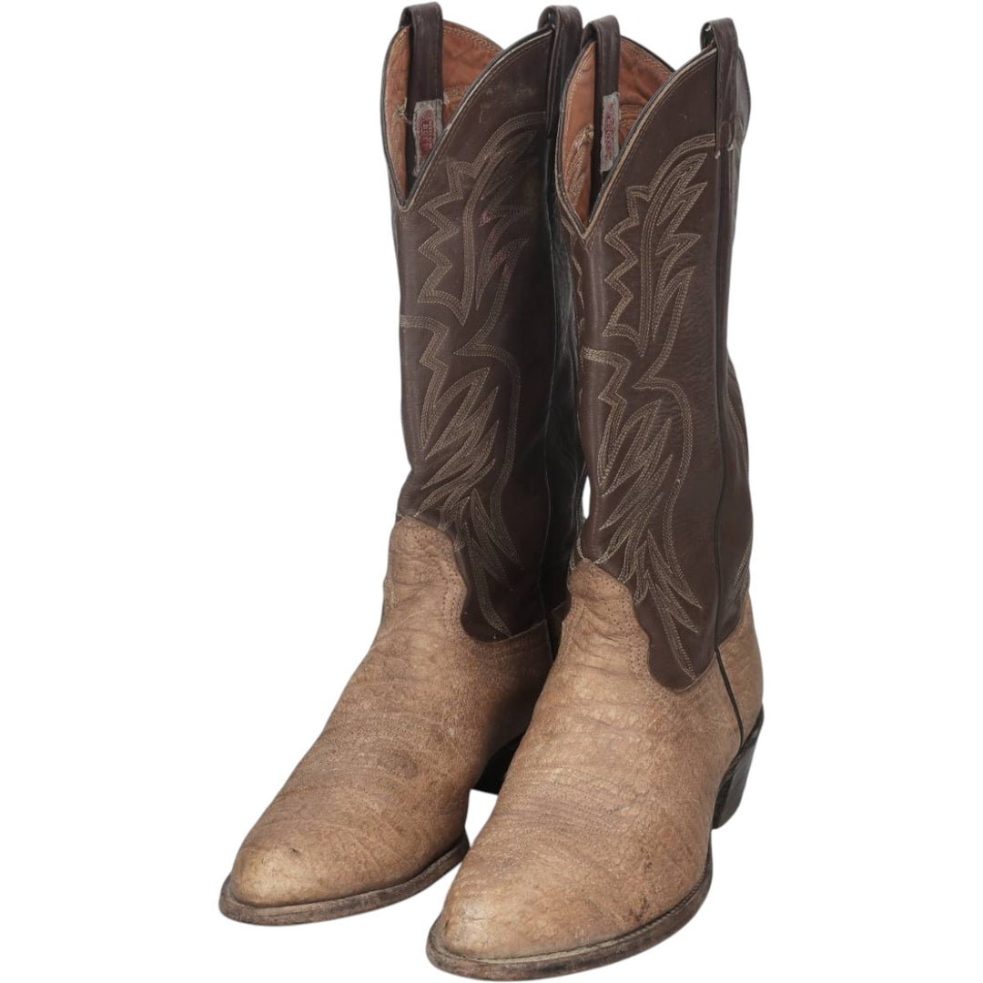 1980s Nocona Boots, platform, two-tone Western boots, made in USA, size 9 D (equivalent to men's 10"), vintage /saa016153 Men's 25.5cm unclear brown type Vintage Second Hand