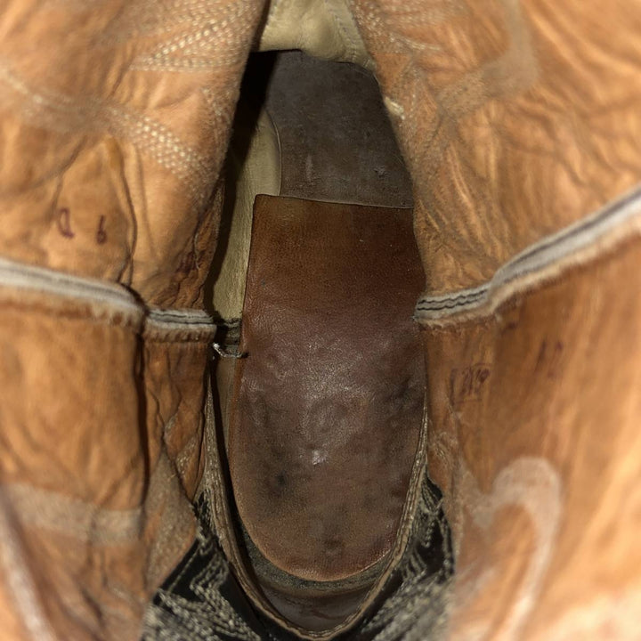 1980s Nocona Boots, platform, two-tone Western boots, made in USA, size 9 D (equivalent to men's 10"), vintage /saa016153 Men's 25.5cm unclear brown type Vintage Second Hand