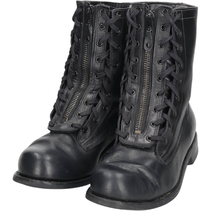 1980s Italian Army Front Zip Steel Toe Military Boots, Size 43 (Men's equivalent to 10.6"), Vintage /saa016163 Men's 27.0cm unclear black type Vintage Second Hand