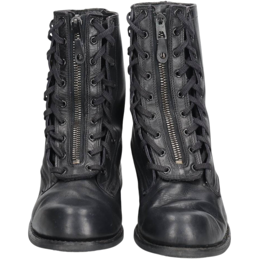 1980s Italian Army Front Zip Steel Toe Military Boots, Size 43 (Men's equivalent to 10.6"), Vintage /saa016163 Men's 27.0cm unclear black type Vintage Second Hand
