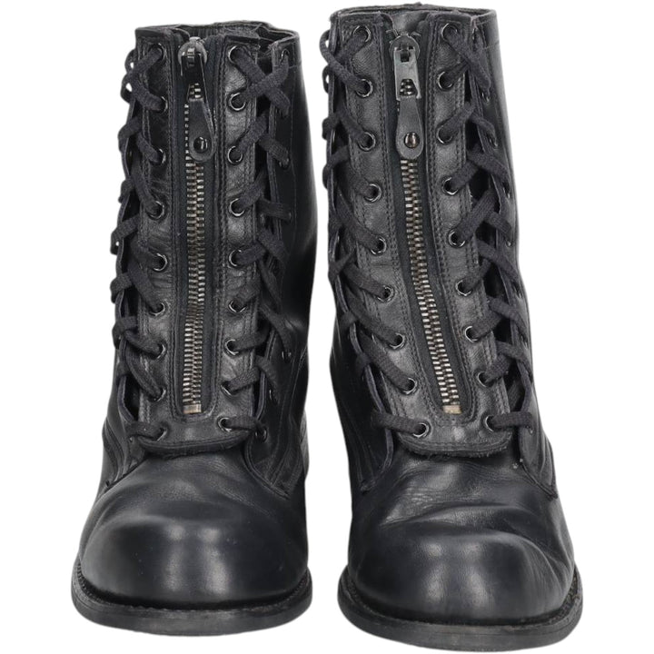 1980s Italian Army Front Zip Steel Toe Military Boots, Size 43 (Men's equivalent to 10.6"), Vintage /saa016163 Men's 27.0cm unclear black type Vintage Second Hand