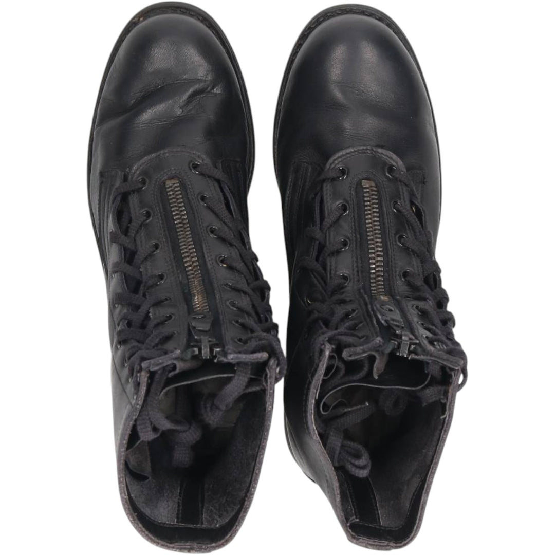 1980s Italian Army Front Zip Steel Toe Military Boots, Size 43 (Men's equivalent to 10.6"), Vintage /saa016163 Men's 27.0cm unclear black type Vintage Second Hand