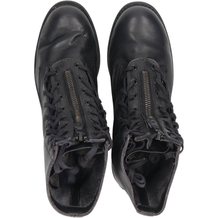 1980s Italian Army Front Zip Steel Toe Military Boots, Size 43 (Men's equivalent to 10.6"), Vintage /saa016163 Men's 27.0cm unclear black type Vintage Second Hand