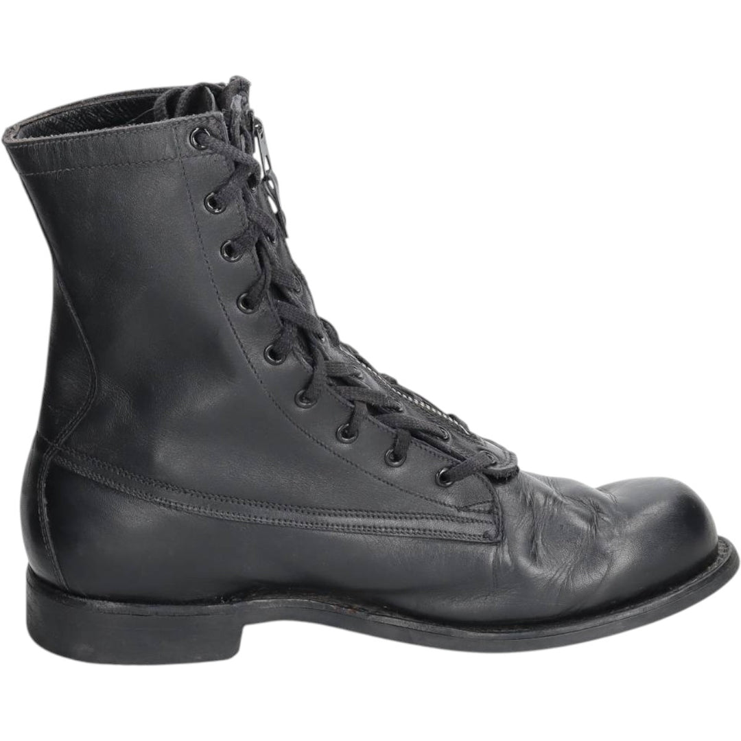1980s Italian Army Front Zip Steel Toe Military Boots, Size 43 (Men's equivalent to 10.6"), Vintage /saa016163 Men's 27.0cm unclear black type Vintage Second Hand