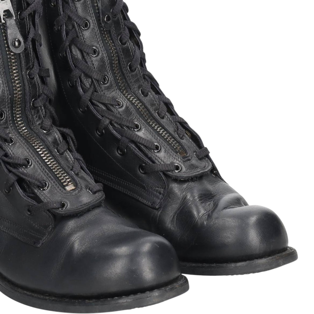 1980s Italian Army Front Zip Steel Toe Military Boots, Size 43 (Men's equivalent to 10.6"), Vintage /saa016163 Men's 27.0cm unclear black type Vintage Second Hand
