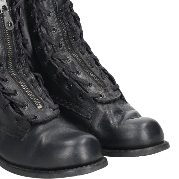 1980s Italian Army Front Zip Steel Toe Military Boots, Size 43 (Men's equivalent to 10.6"), Vintage /saa016163 Men's 27.0cm unclear black type Vintage Second Hand