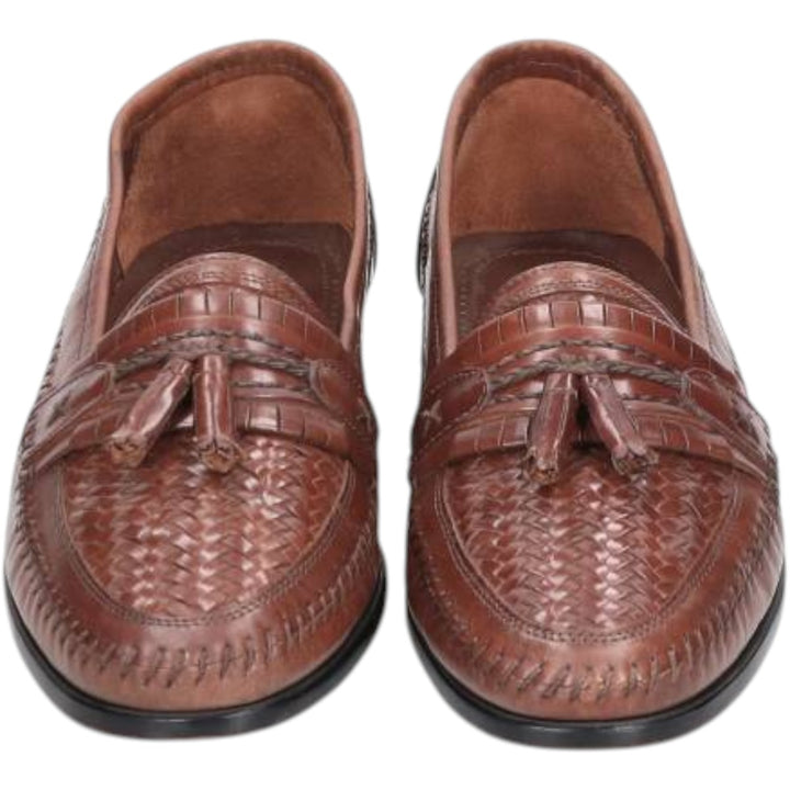 STACY ADAMS Braided Quilted Tassel Loafers, Made in Brazil, Size 9 1/2M Men's 27.5cm genuine leather brown type Vintage Second Hand