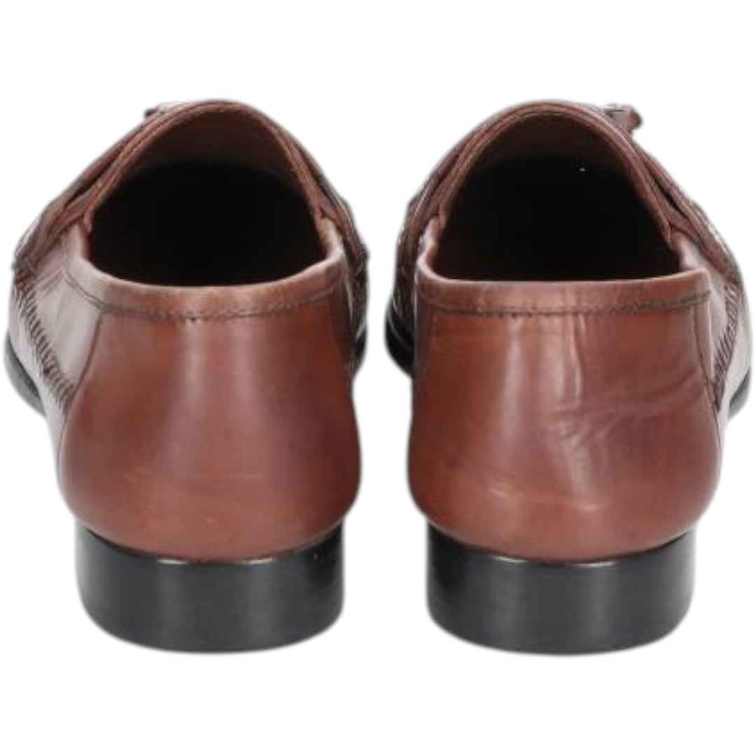 STACY ADAMS Braided Quilted Tassel Loafers, Made in Brazil, Size 9 1/2M Men's 27.5cm genuine leather brown type Vintage Second Hand