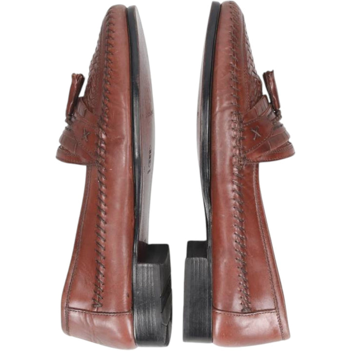 STACY ADAMS Braided Quilted Tassel Loafers, Made in Brazil, Size 9 1/2M Men's 27.5cm genuine leather brown type Vintage Second Hand