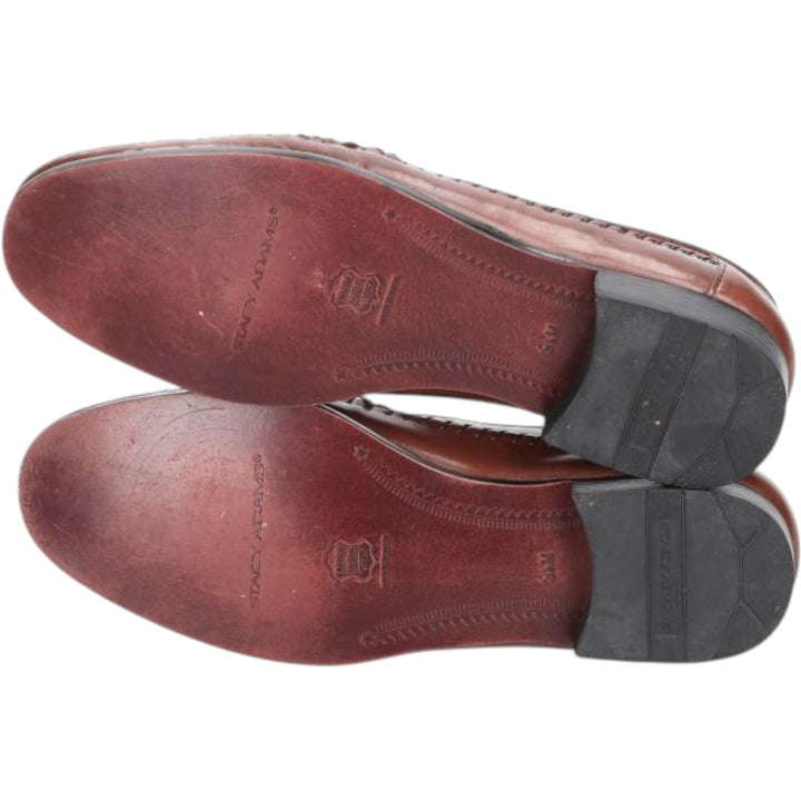 STACY ADAMS Braided Quilted Tassel Loafers, Made in Brazil, Size 9 1/2M Men's 27.5cm genuine leather brown type Vintage Second Hand