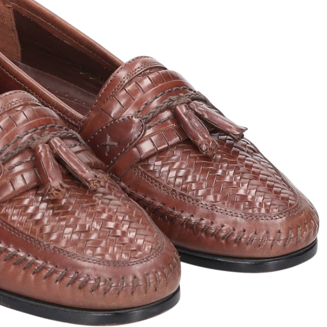 STACY ADAMS Braided Quilted Tassel Loafers, Made in Brazil, Size 9 1/2M Men's 27.5cm genuine leather brown type Vintage Second Hand