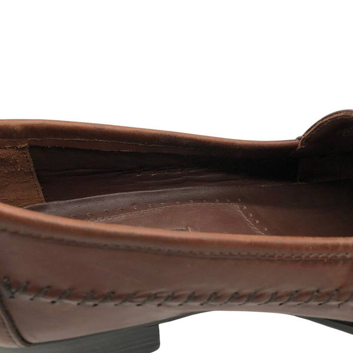 STACY ADAMS Braided Quilted Tassel Loafers, Made in Brazil, Size 9 1/2M Men's 27.5cm genuine leather brown type Vintage Second Hand