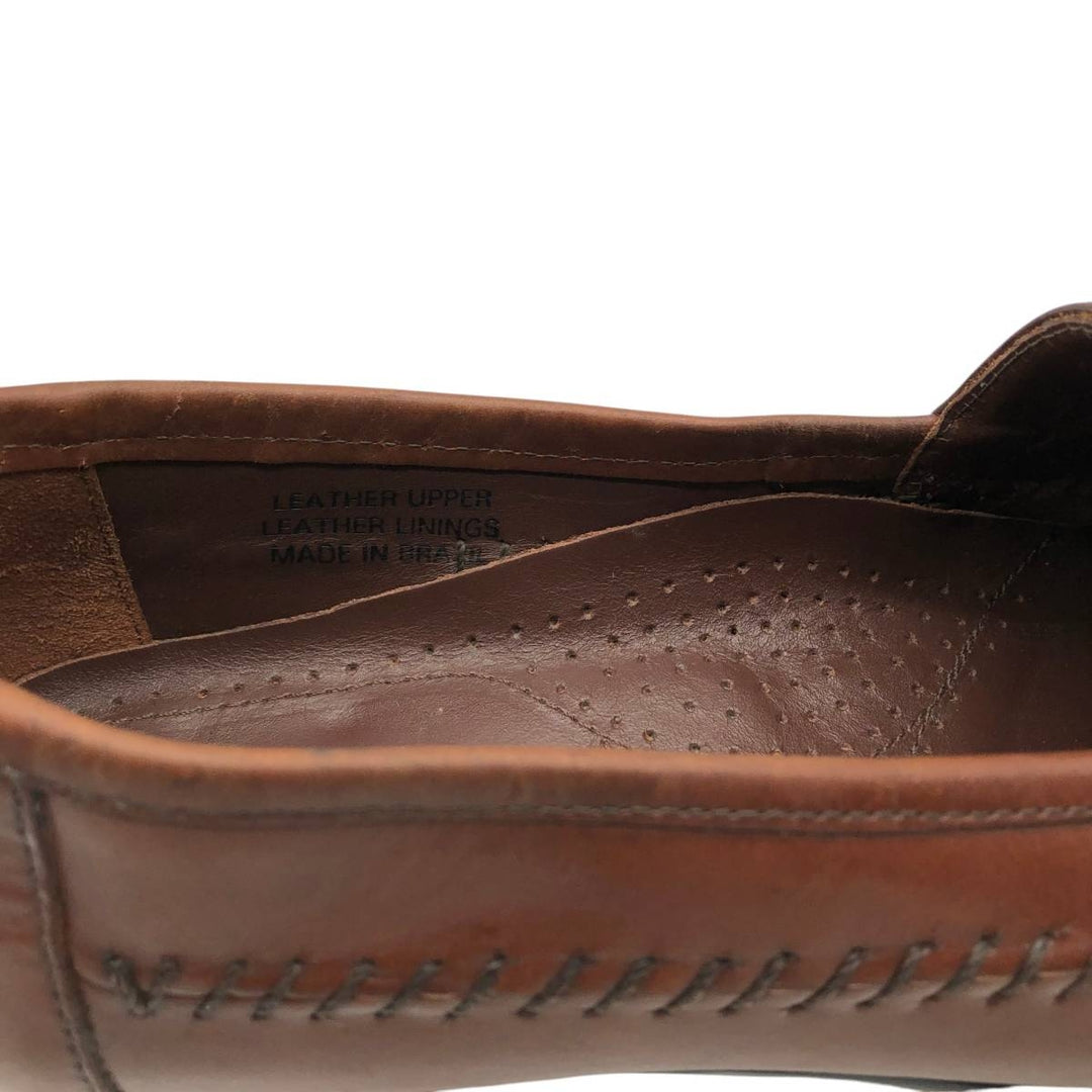 STACY ADAMS Braided Quilted Tassel Loafers, Made in Brazil, Size 9 1/2M Men's 27.5cm genuine leather brown type Vintage Second Hand