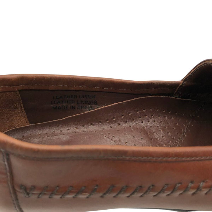 STACY ADAMS Braided Quilted Tassel Loafers, Made in Brazil, Size 9 1/2M Men's 27.5cm genuine leather brown type Vintage Second Hand