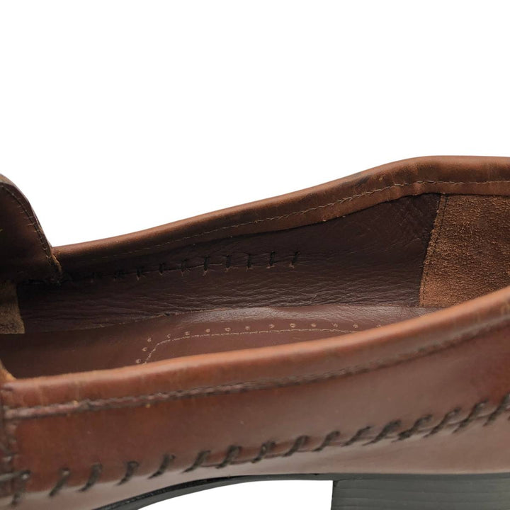 STACY ADAMS Braided Quilted Tassel Loafers, Made in Brazil, Size 9 1/2M Men's 27.5cm genuine leather brown type Vintage Second Hand