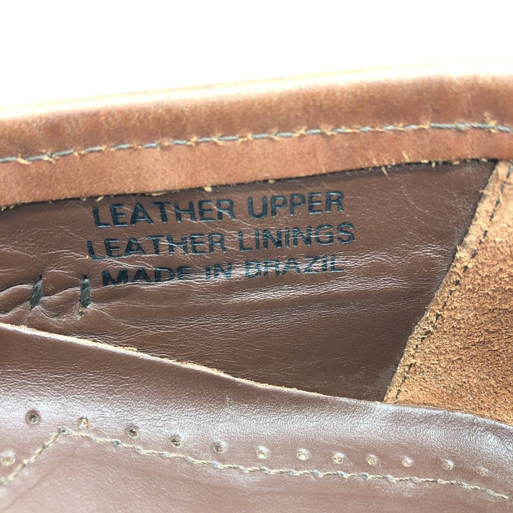 STACY ADAMS Braided Quilted Tassel Loafers, Made in Brazil, Size 9 1/2M Men's 27.5cm genuine leather brown type Vintage Second Hand