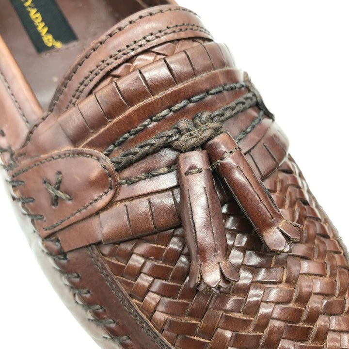 STACY ADAMS Braided Quilted Tassel Loafers, Made in Brazil, Size 9 1/2M Men's 27.5cm genuine leather brown type Vintage Second Hand