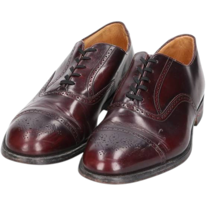 Grenson straight-tip shoes, made in England, size 8G, men's equivalent to 10.4" semi-brogue /saa016173 Men's 26.5cm unclear burgundy type Vintage Second Hand