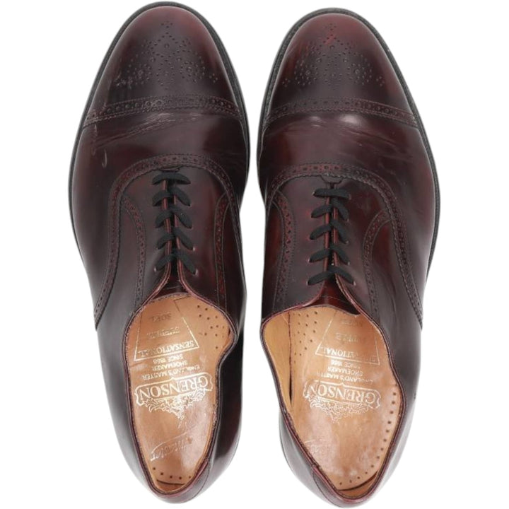 Grenson straight-tip shoes, made in England, size 8G, men's equivalent to 10.4" semi-brogue /saa016173 Men's 26.5cm unclear burgundy type Vintage Second Hand