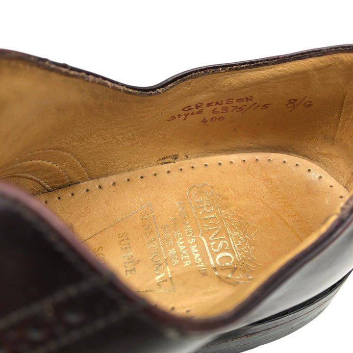Grenson straight-tip shoes, made in England, size 8G, men's equivalent to 10.4" semi-brogue /saa016173 Men's 26.5cm unclear burgundy type Vintage Second Hand