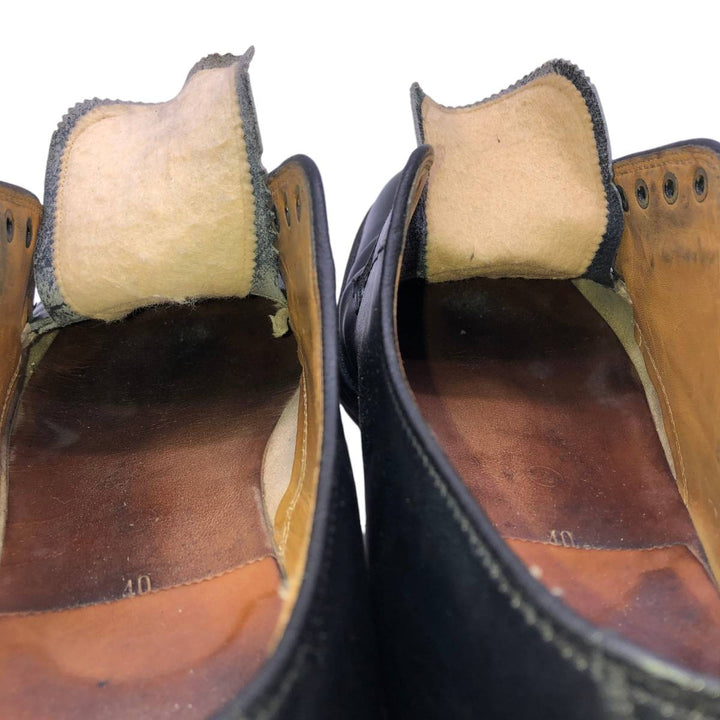 Florsheim plain toe shoes, size 40 Men's 26.5cm unclear black type Vintage Second Hand