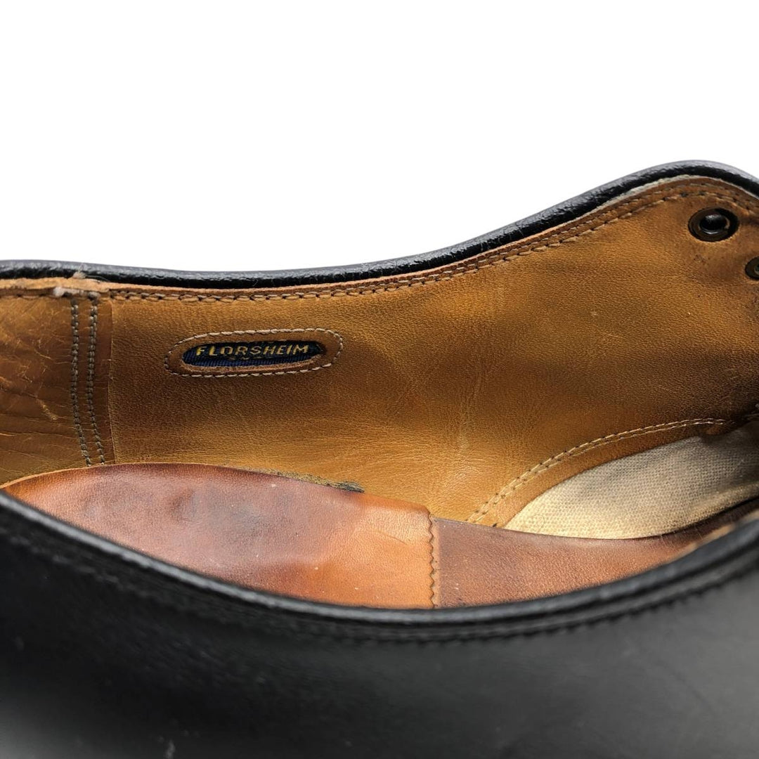 Florsheim plain toe shoes, size 40 Men's 26.5cm unclear black type Vintage Second Hand