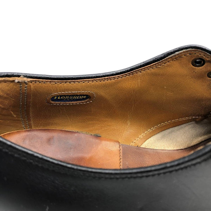 Florsheim plain toe shoes, size 40 Men's 26.5cm unclear black type Vintage Second Hand