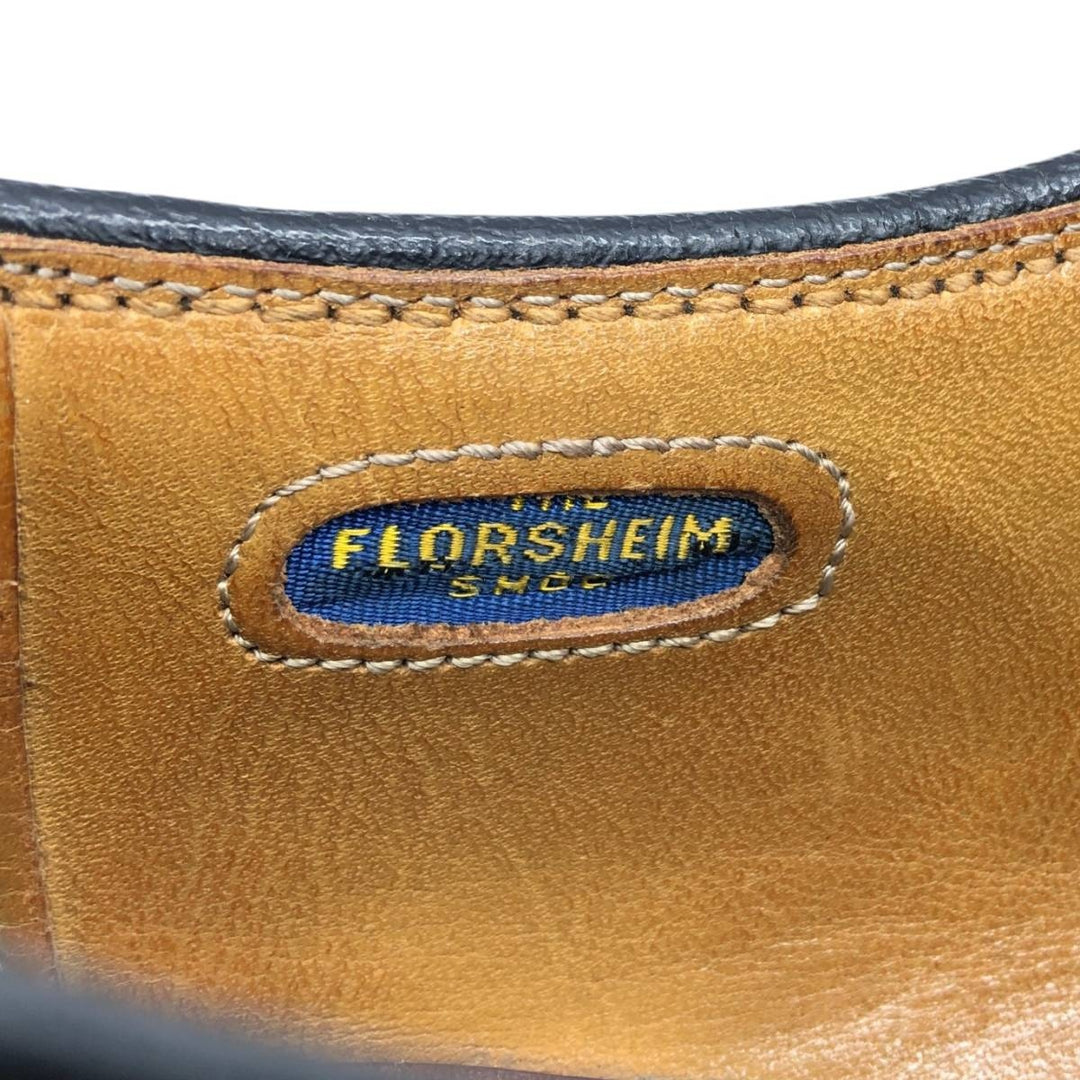 Florsheim plain toe shoes, size 40 Men's 26.5cm unclear black type Vintage Second Hand