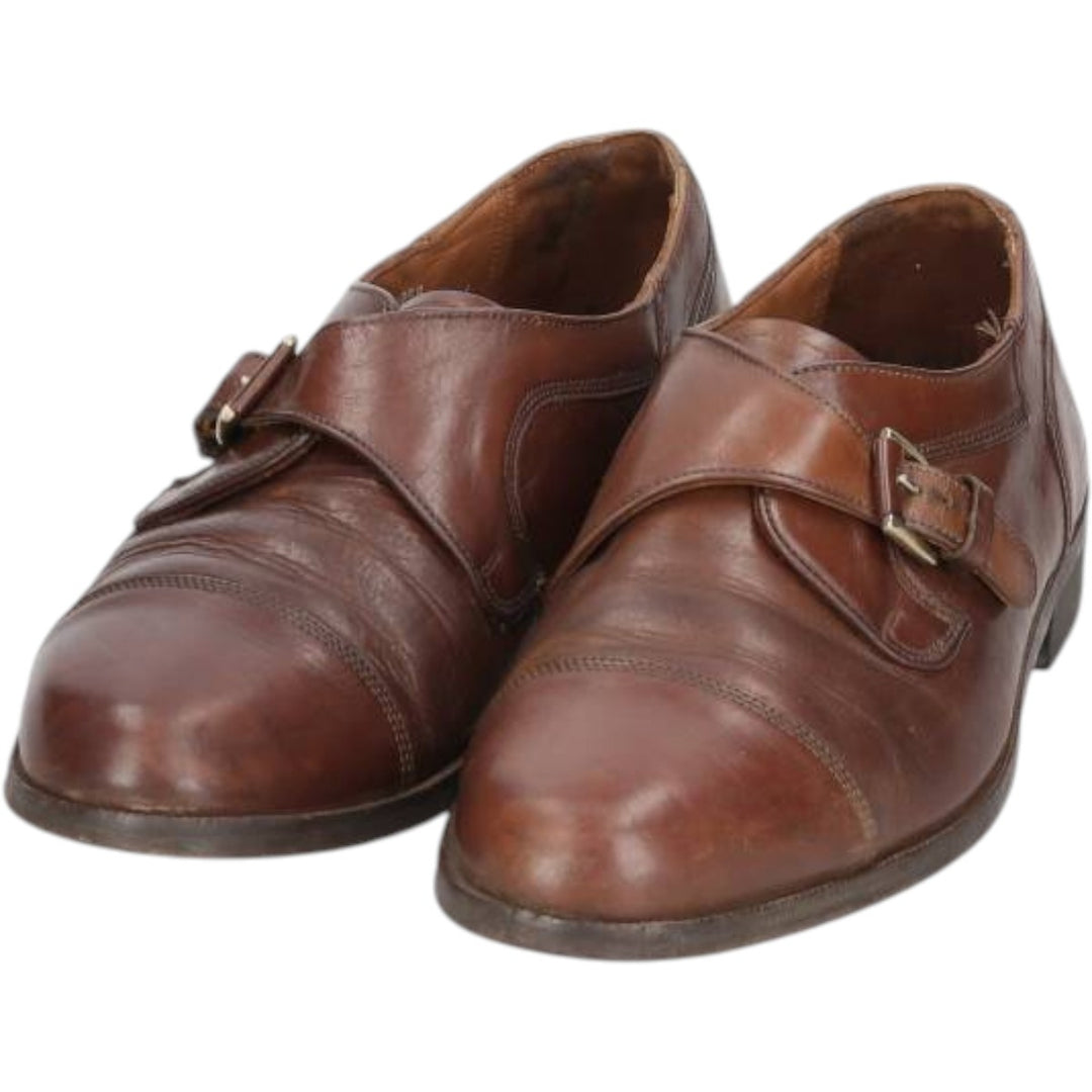 Bostonian ELEMENTS Straight Tip Monk Strap Shoes, Made in USA, Size 8 1/2M Men's 26.5cm genuine leather brown type Vintage Second Hand