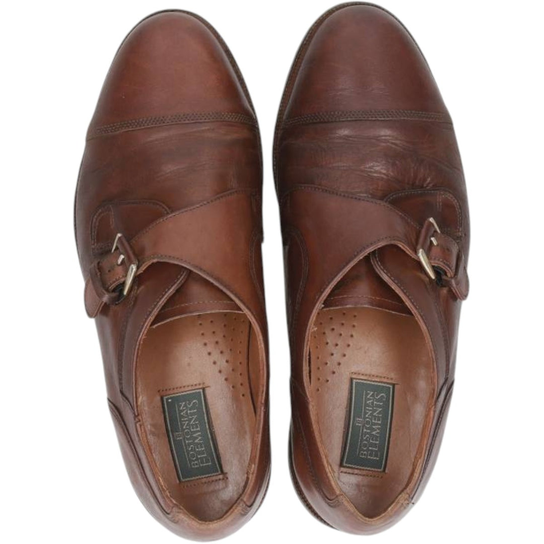 Bostonian ELEMENTS Straight Tip Monk Strap Shoes, Made in USA, Size 8 1/2M Men's 26.5cm genuine leather brown type Vintage Second Hand